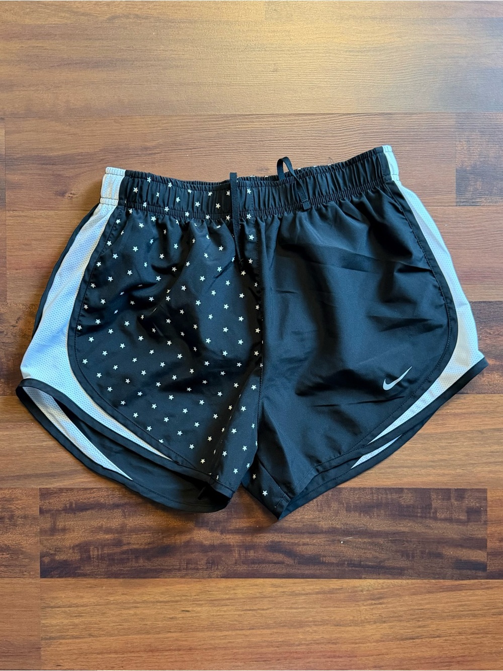 Nike Dri-Fit Women’s Black Stars Athletic Shorts With White Trim